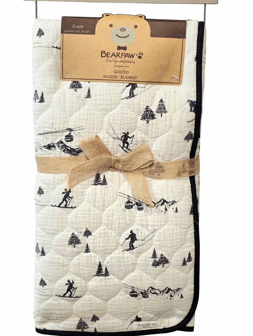 BearPaw Ski Scenery Quilted Muslin Baby Blanket